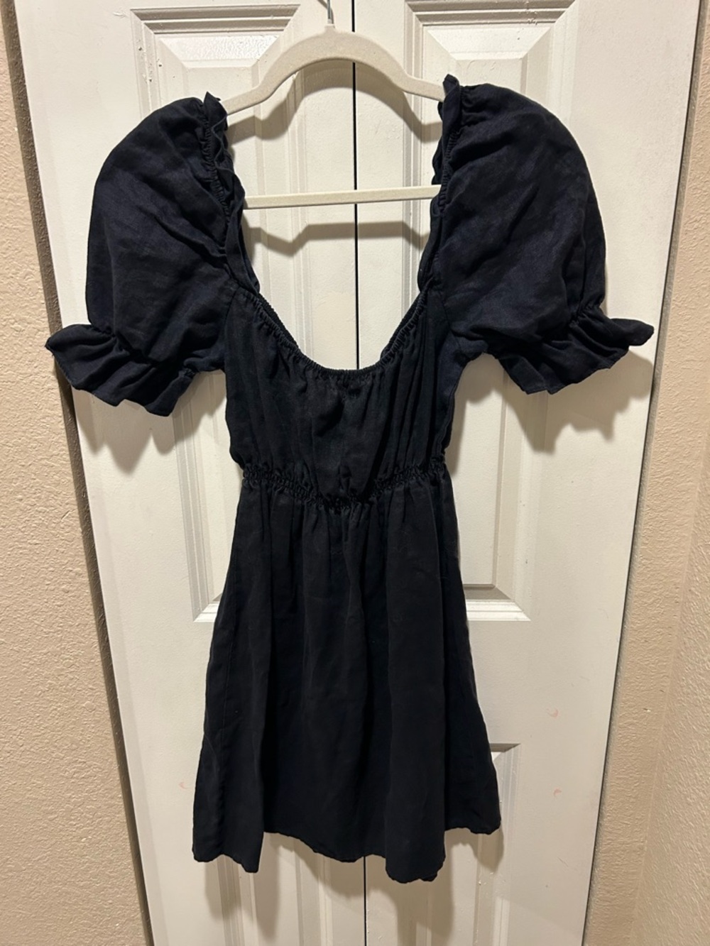 Reformation Channa Linen 100% Puff Sleeve Black Dress , size M - Picture 8 of 11